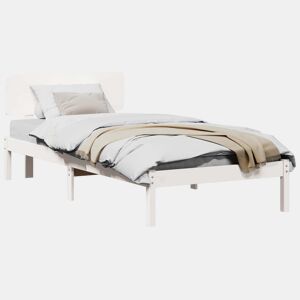Estrutura de cama de solteiro para adultos com Cabeceira - Branco 100 x 200 cm