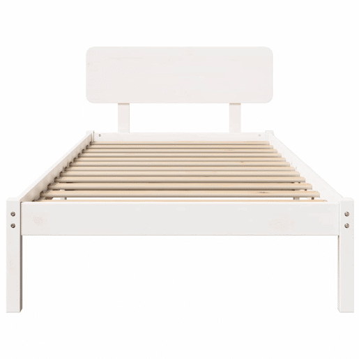 Estrutura de cama de solteiro para adultos com Cabeceira - Branco 100 x 200 cm