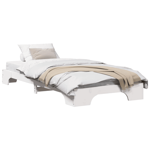 Estrutura de cama de solteiro para adultos - Branco 75 x 190 cm Madeira de Pinheiro Sólida