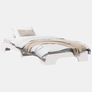 Estrutura de cama de solteiro para adultos - Branco 75 x 190 cm Madeira de Pinheiro Sólida
