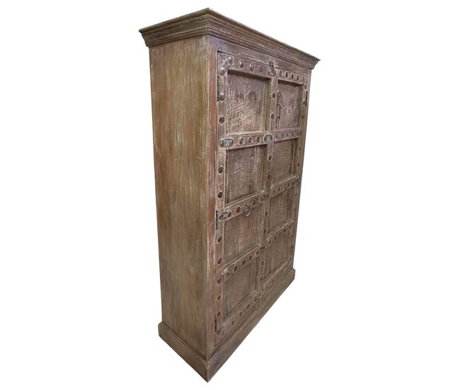 Armario de madera acabado artesanal marrón 120x46x170 cm