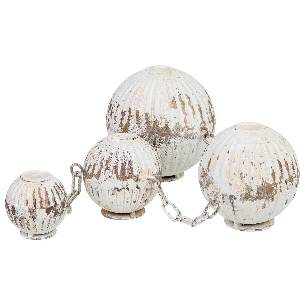 Set de 4 jarrones de metal blancos 55x12x13 cm