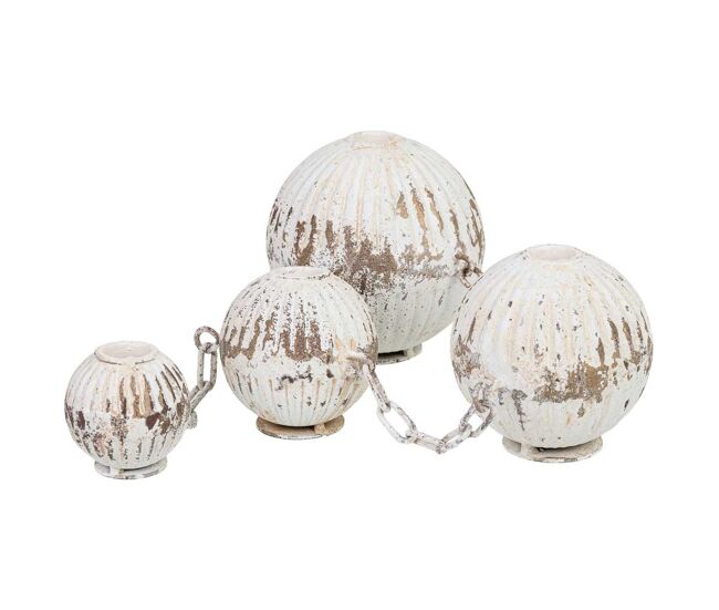 Set de 4 jarrones de metal blancos 55x12x13 cm