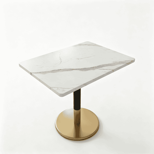 Mesa de jantar moderna retangular 80 x 60 cm - Mesa pequena com padrão em mármore branco e base em metal preto e dourado - para sala de jantar, cozinha e escritório