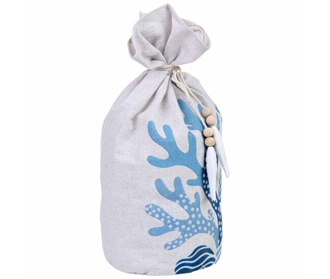Tope de puerta de algodón con algas azul 12x12x26 cm