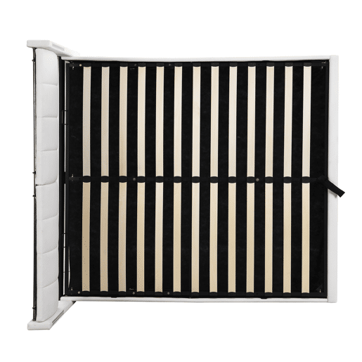 Cama estofada LED 140 x 200 cm - cama hidráulica com USB recarregável, cabeceira ajustável e arrumação - Branco