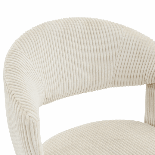 Conjunto de 2 cadeiras retro giratórias - Cadeiras de jantar em tom creme com riscas verticais e pés em madeira maciça na cor nogueira - Cor: Branco, Nogueira
