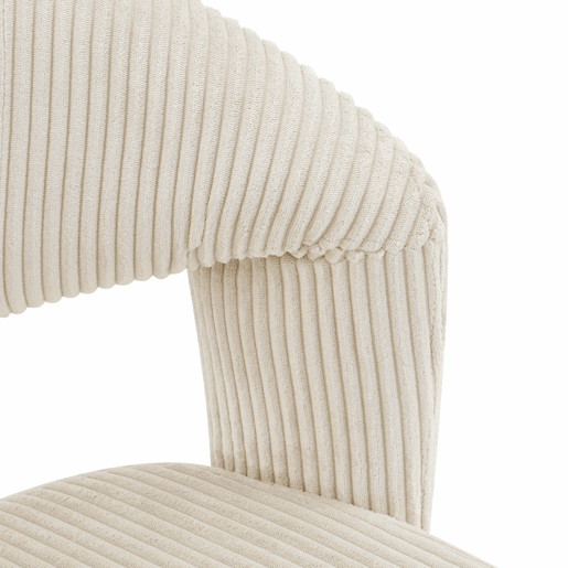 Conjunto de 2 cadeiras retro giratórias - Cadeiras de jantar em tom creme com riscas verticais e pés em madeira maciça na cor nogueira - Cor: Branco, Nogueira