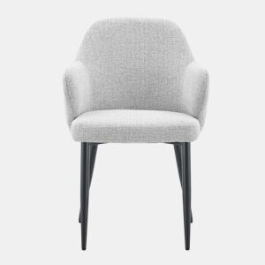 Conjunto de 2 cadeiras de jantar de 83 cm - Encosto envolvente, pés metálicos cruzados - Preto, Cinza Claro