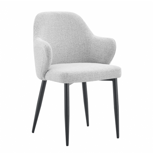 Conjunto de 2 cadeiras de jantar de 83 cm - Encosto envolvente, pés metálicos cruzados - Preto, Cinza Claro