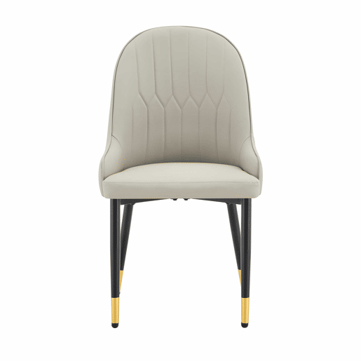 Cadeiras de jantar em PU - 2 unidades - encosto com design em forma de raio, repelentes à água, resistentes e duradouras, de fácil manutenção, estofamento espesso de alta elasticidade - Preto e cinzento quente