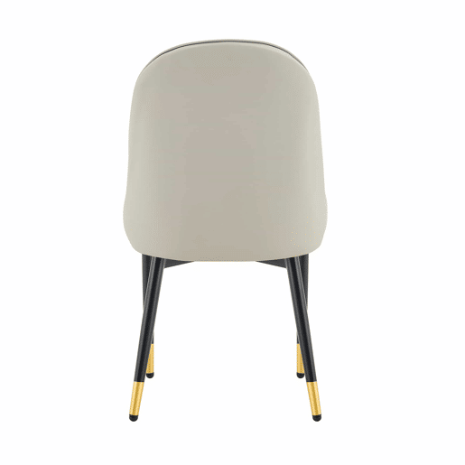 Cadeiras de jantar em PU - 2 unidades - encosto com design em forma de raio, repelentes à água, resistentes e duradouras, de fácil manutenção, estofamento espesso de alta elasticidade - Preto e cinzento quente