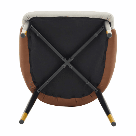 Conjunto de 2 cadeiras de jantar em PU - encosto com padrão em forma de raio, estofamento espesso de alta elasticidade, estrutura metálica resistente - Castanho+Preto, Cinza quente