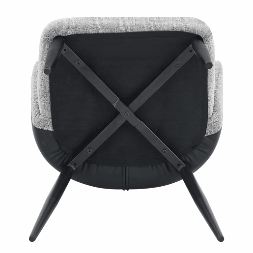 Conjunto de 2 cadeiras de jantar de 83 cm - Encosto combinado em tecido cinzento e PU preto - Cor cinzenta e preta