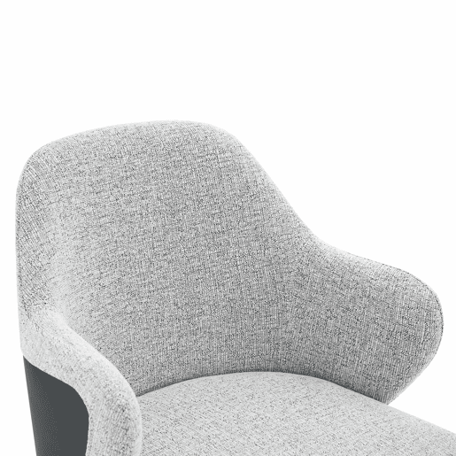 Conjunto de 2 cadeiras de jantar de 83 cm - Encosto combinado em tecido cinzento e PU preto - Cor cinzenta e preta