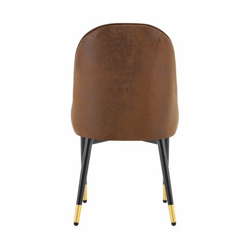 Conjunto de 2 cadeiras de jantar - sem dimensões especificadas - estofadas em tecido técnico castanho, encosto com padrão em forma de raio, estofamento espesso de alta elasticidade, estrutura metálica resistente - castanho e preto