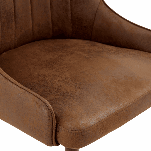 Conjunto de 2 cadeiras de jantar - sem dimensões especificadas - estofadas em tecido técnico castanho, encosto com padrão em forma de raio, estofamento espesso de alta elasticidade, estrutura metálica resistente - castanho e preto