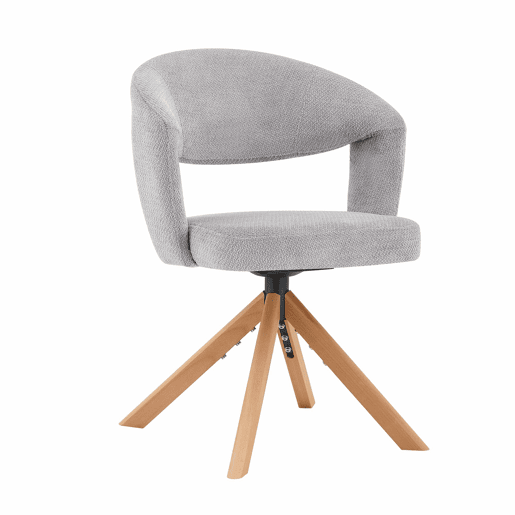 Conjunto de cadeiras retro de luxo (2 unidades) - Rotação silenciosa de 360°, encosto curvo - Cinza, Madeira