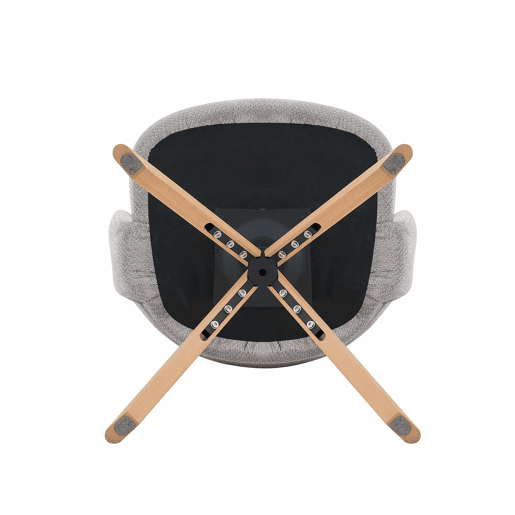 Conjunto de cadeiras retro de luxo (2 unidades) - Rotação silenciosa de 360°, encosto curvo - Cinza, Madeira