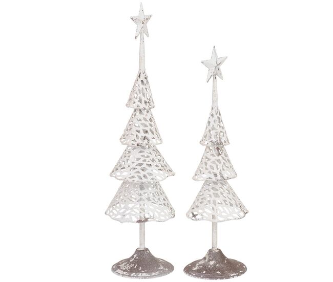 Set 2 arboles de metal blancos 15x15x53, 13x13x45h cm