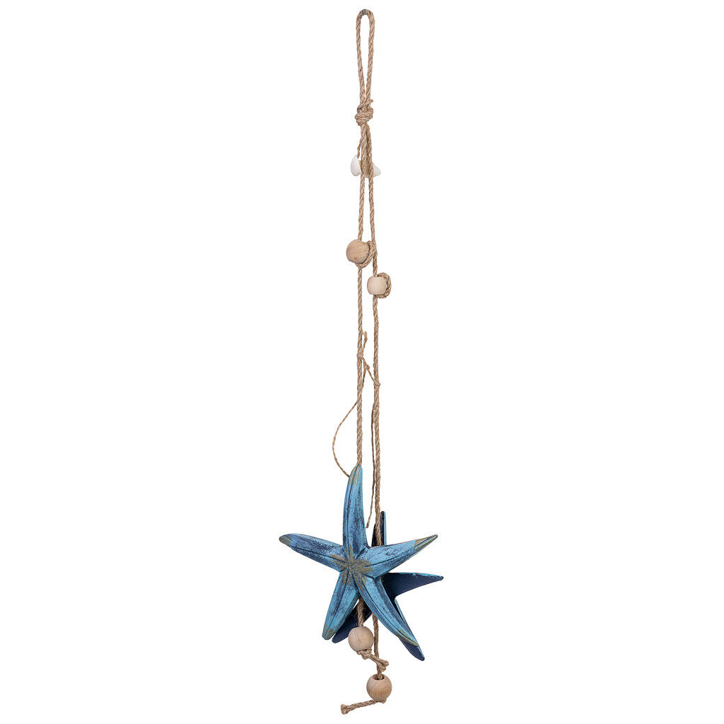 Movil de viento de madera azul 17x3x63h cm