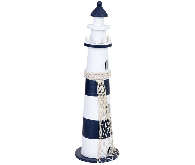 Figura de decoración faro de madera azul 13x13x49h cm