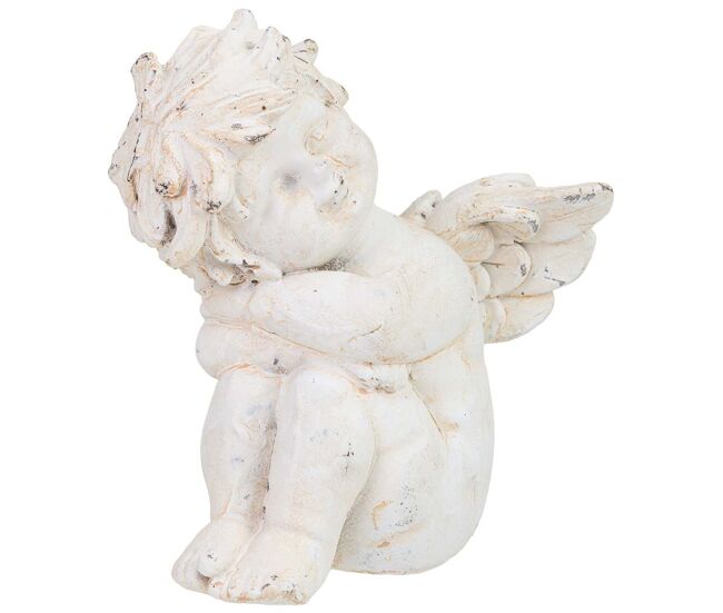 Figura decoración ángel de magnesio blanco 14x14x17h cm