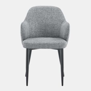 Conjunto de 2 cadeiras de jantar de 83 cm - Encosto envolvente - Cor preta, cinzenta