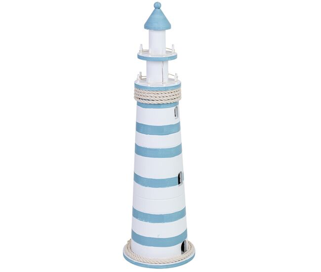 Figura de decoración faro de madera azul 16x16x53h cm