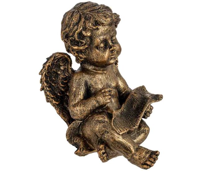 Figura de decoración angel de metal dorado 16.5x13.5x19.5h cm