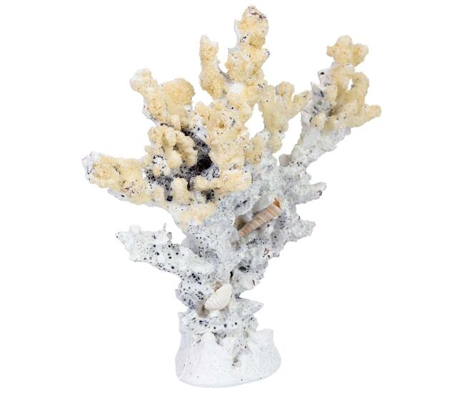 Figura de decoración coral de resina blanca 18x6x17 cm