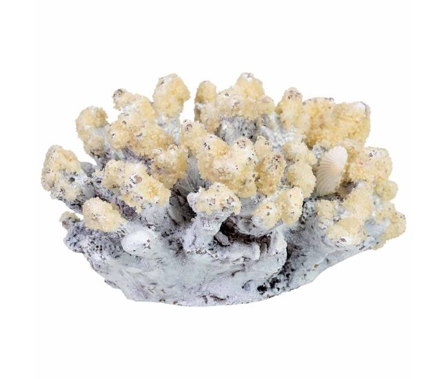 Figura de decoración coral de resina blanca 11x9x6 cm