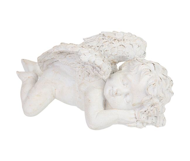 Figura decoración ángel de resina blanco 34x19x15.5h cm
