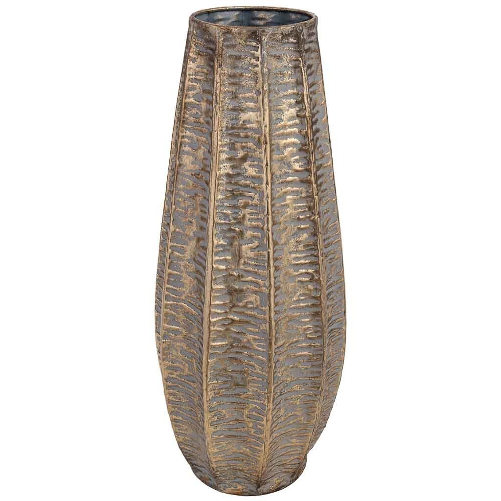Jarrón de metal dorado 24.5x23x58.5h cm
