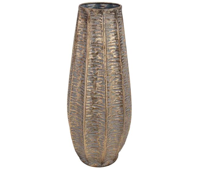 Jarrón de metal dorado 24.5x23x58.5h cm