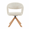 Conjunto de 2 cadeiras Retro-Luxo - Cadeiras com cordão e estrutura em madeira maciça, rotação silenciosa de 360° e encosto curvo - Branco, Madeira
