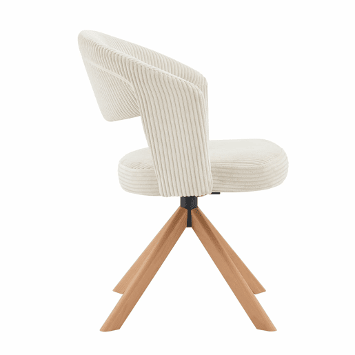 Conjunto de 2 cadeiras Retro-Luxo - Cadeiras com cordão e estrutura em madeira maciça, rotação silenciosa de 360° e encosto curvo - Branco, Madeira