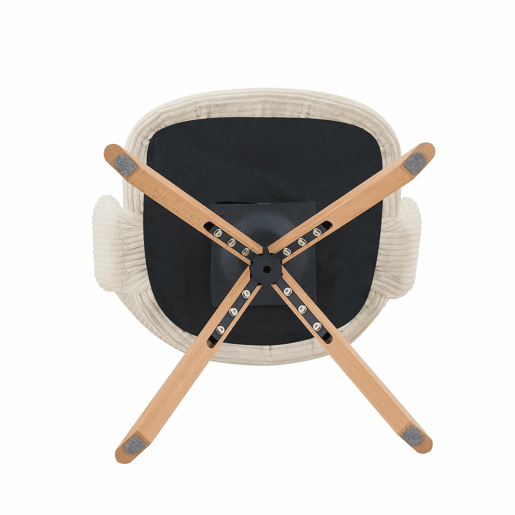 Conjunto de 2 cadeiras Retro-Luxo - Cadeiras com cordão e estrutura em madeira maciça, rotação silenciosa de 360° e encosto curvo - Branco, Madeira