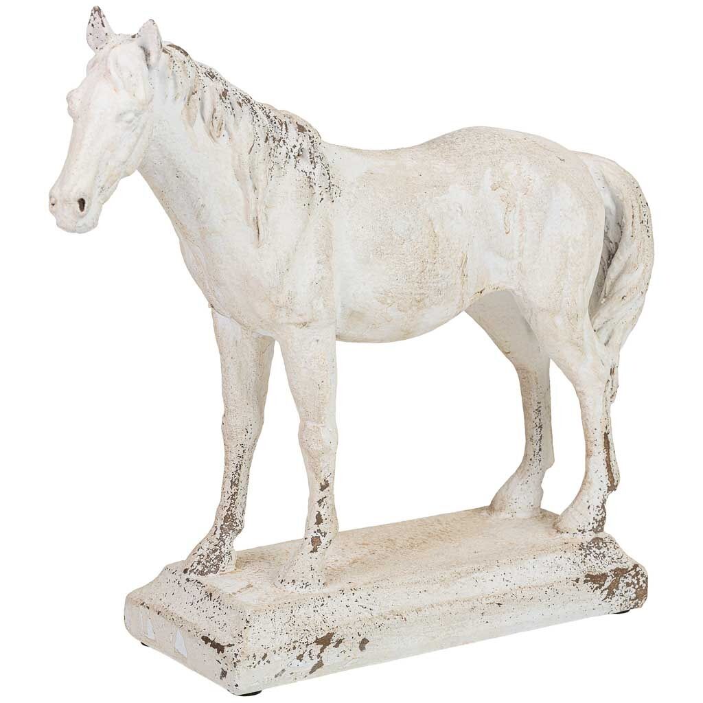 Figura decoración caballo de resina blanca 38x11x33 cm