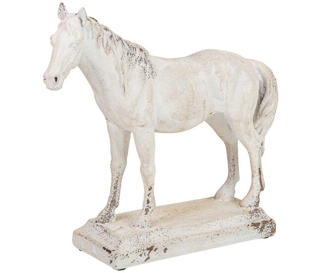 Figura decoración caballo de resina blanca 38x11x33 cm