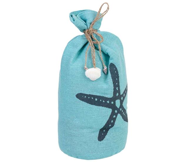 Tope de puerta de algodón con estrella azul 12x12x25h cm
