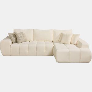 Sofá de canto direito em tecido, estilo bubble, modelo Sidonie - 4 lugares - Bege