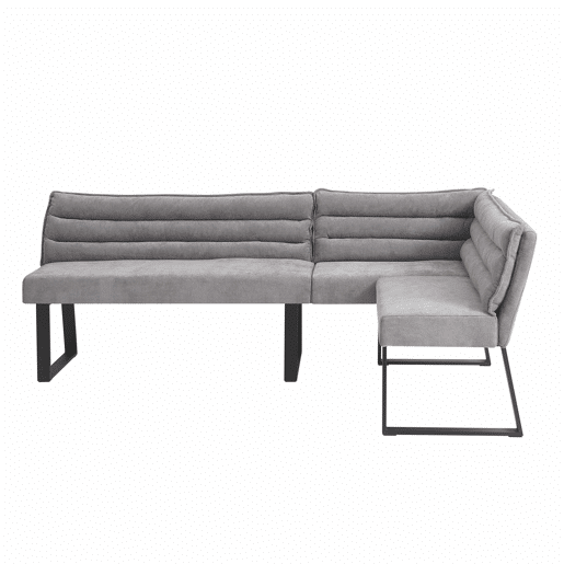 Conjunto de sala de jantar com banco de canto e mesa - com banco de canto, 2 cadeiras e mesa de jantar, adequado para cozinha e sala de jantar, estofado em chenille - cinzento e carvalho
