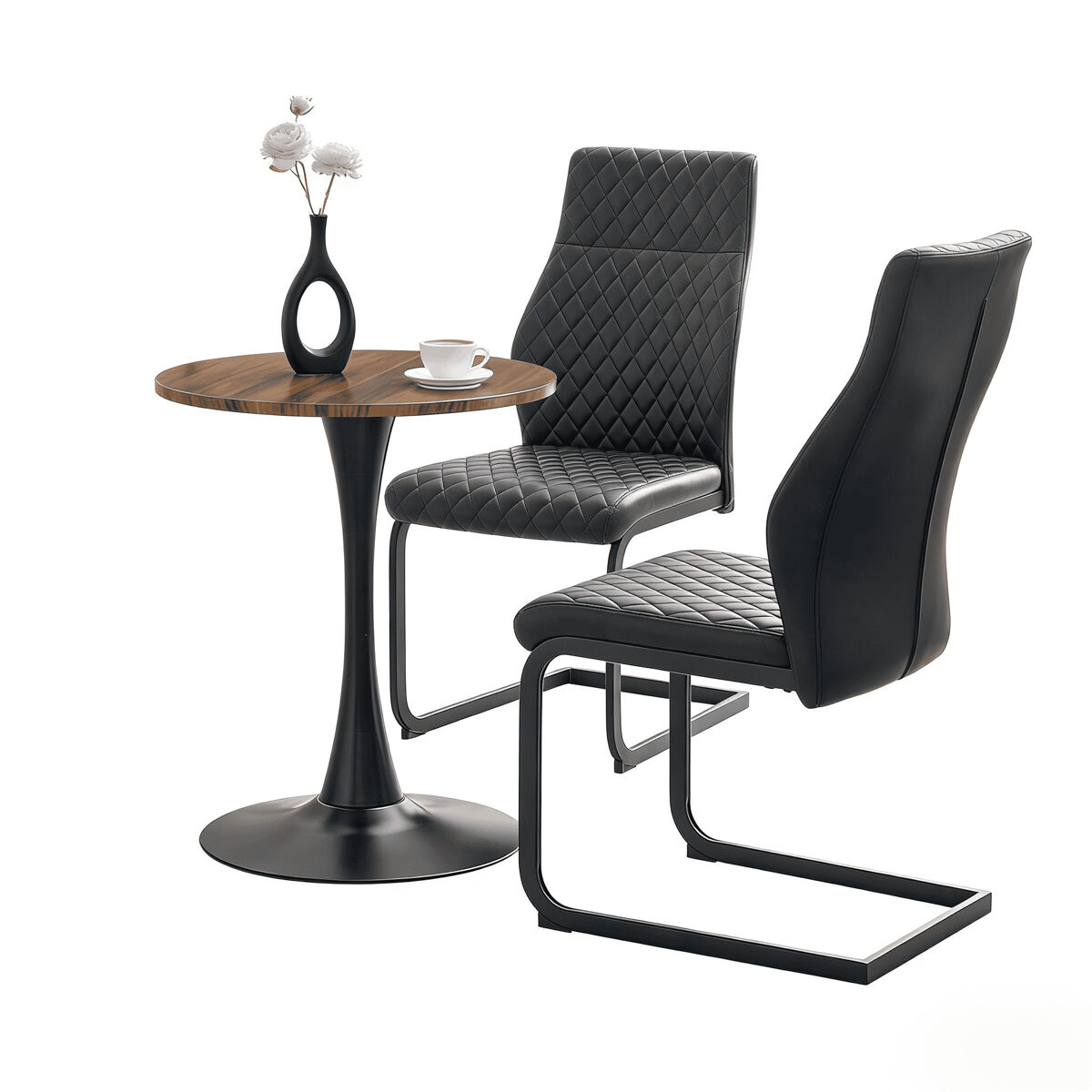 Conjunto de mesas y sillas de comedor 60x60 Negro