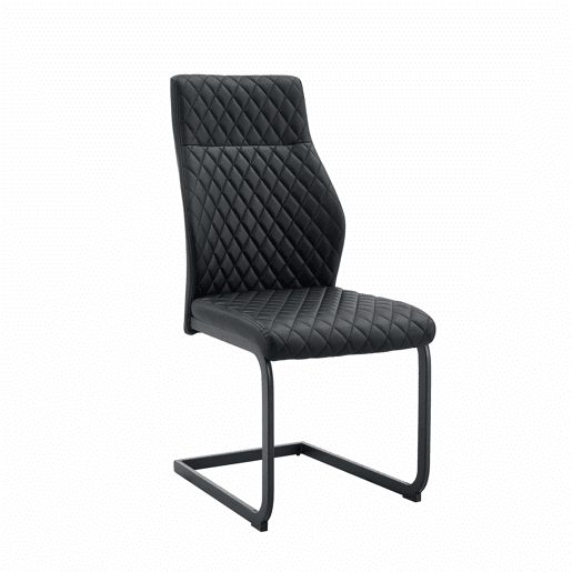 Conjunto de mesa e cadeiras de 60 cm - Mesa em MDF com pés pretos + 2 cadeiras de jantar com encosto em losango e estrutura metálica - Preto, Nogueira