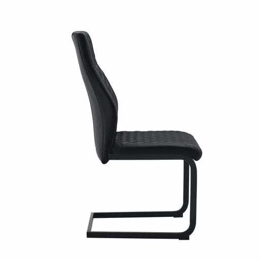 Conjunto de mesa e cadeiras de 60 cm - Mesa em MDF com pés pretos + 2 cadeiras de jantar com encosto em losango e estrutura metálica - Preto, Nogueira