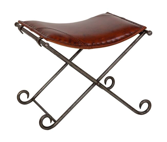 Taburete marrón con patas de metal 50x45x45h cm