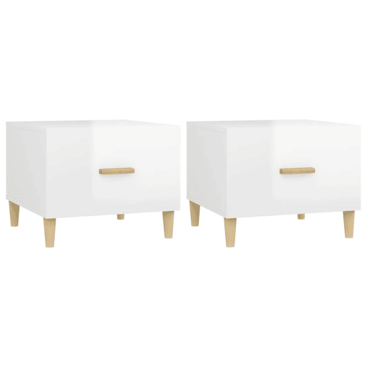 2pcs Mesas de Centro - Mesas baixas 50x50x40 cm branco brilhante
