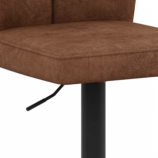 Conjunto de balcão de 89 cm - Mesa de vidro + 4 bancos giratórios com estrutura metálica preta e assento castanho - Castanho+Preto, Transparente