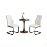 Conjunto de mesa e cadeiras de 60 cm - Mesa redonda em MDF com 2 cadeiras brancas com encosto em forma de losango - NogueiraBranco+Preto